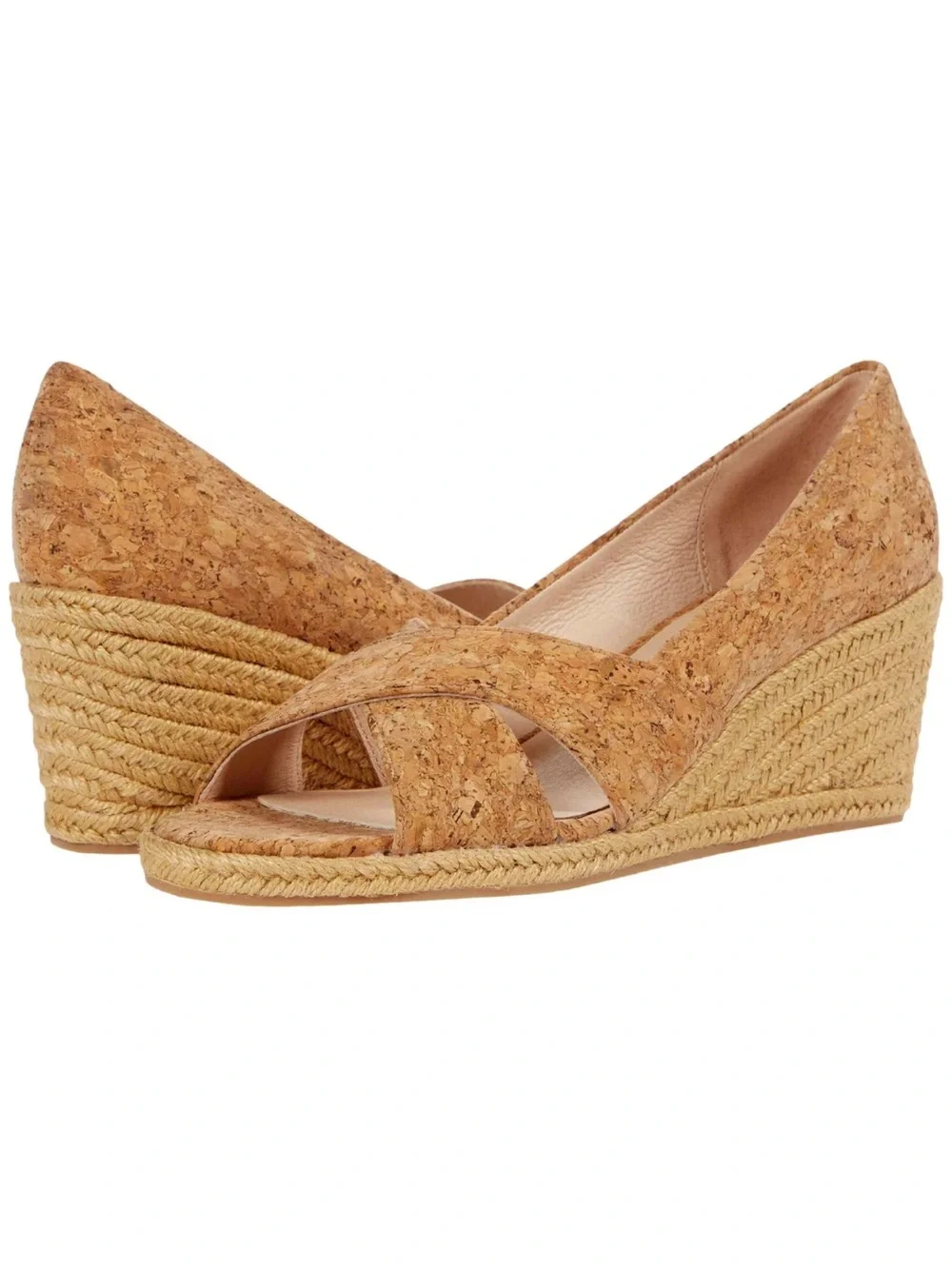 Jack Rogers Palmar Wedge Espadrille Peep-Toe Cork Women's Shoes NEW